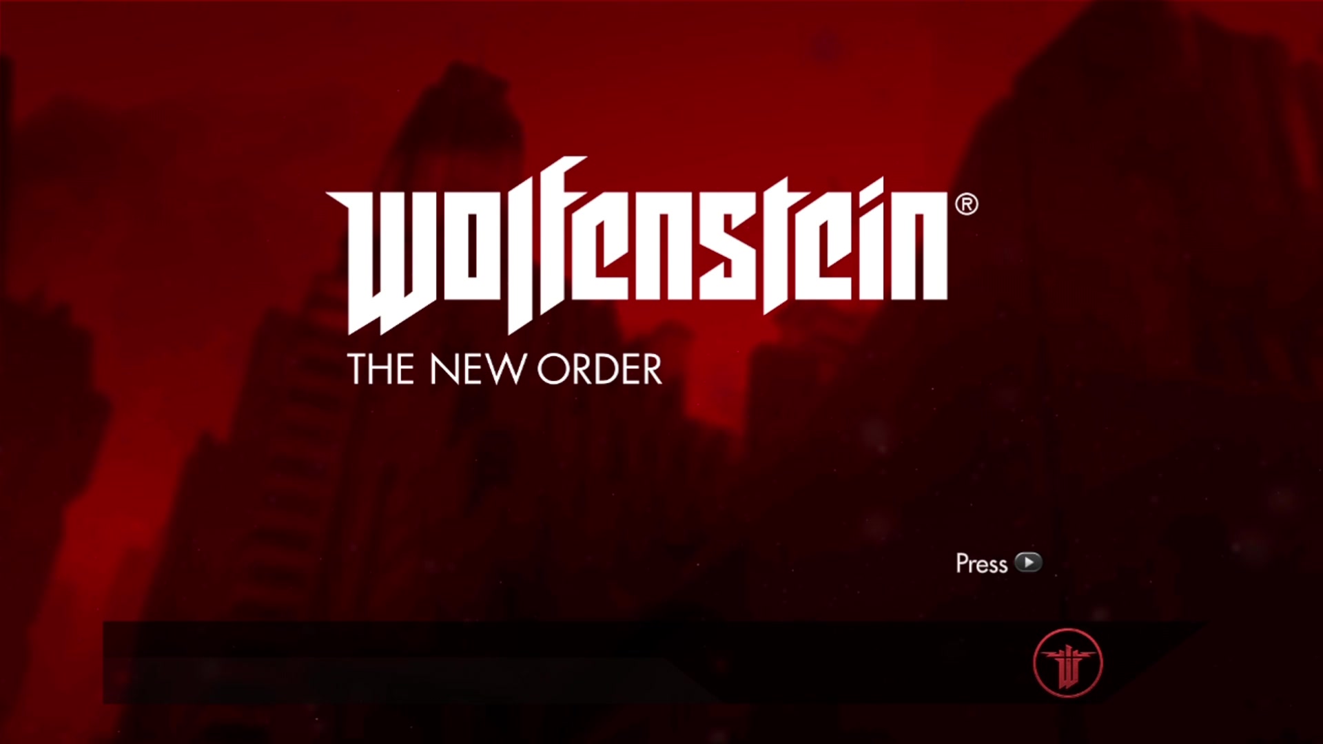 Wolfenstein: The New Order title screen for Xbox 360